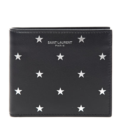 Saint Laurent Calfskin Star Print Bi-Fold Wallet Black 1 of 12