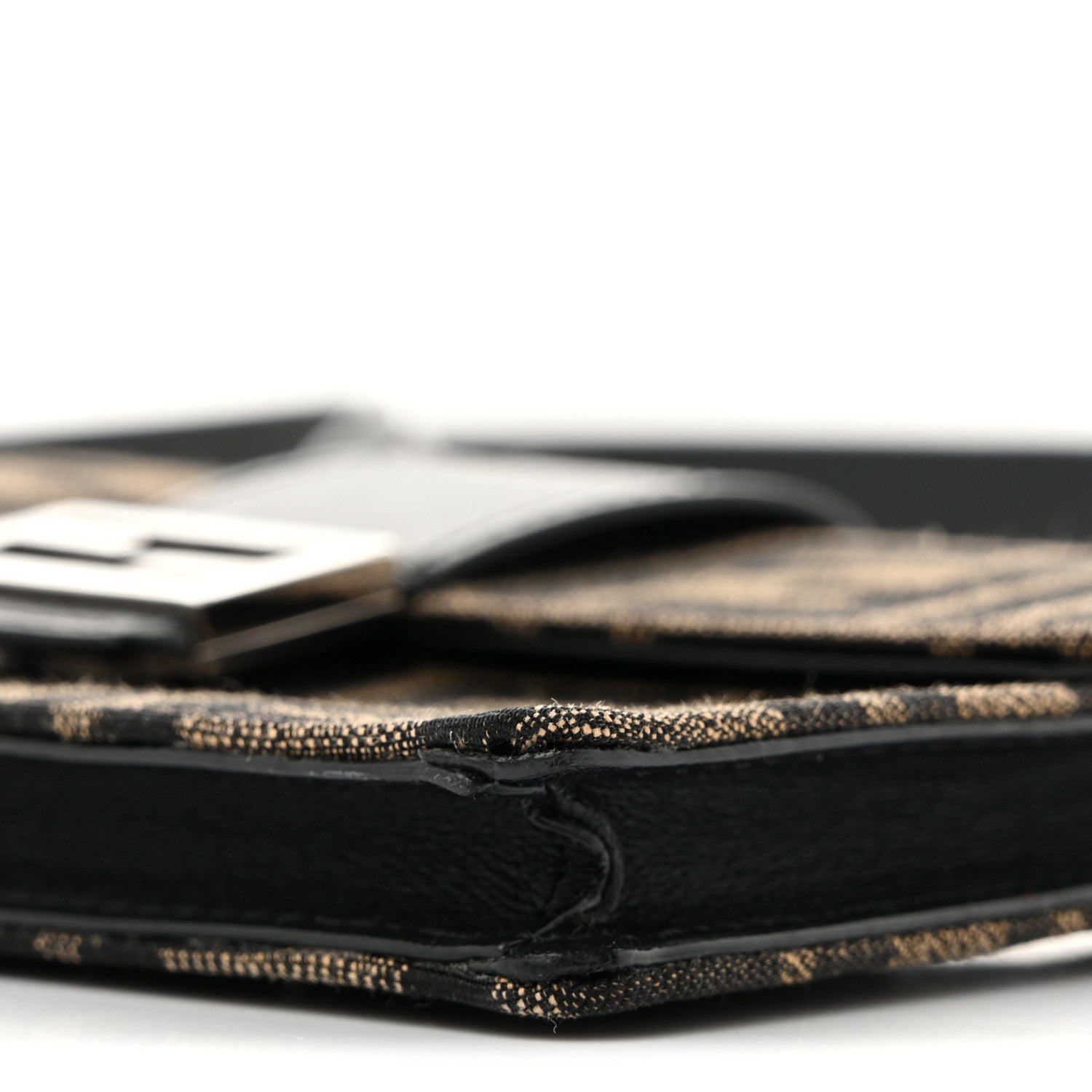 Fendi Recycled Fabric Jacquard Vitello Grace FF 1974 Baguette Belt Pouch Tobacco Moro Black 10 of 13