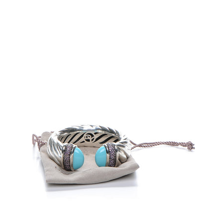 David Yurman Sterling Silver Amethyst Turquoise 25mm Waverly Bracelet 6 of 6