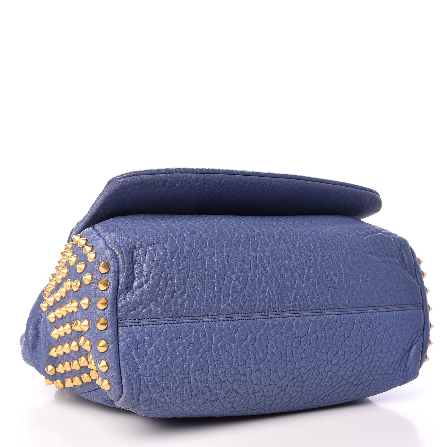 Lambskin Studded Keana Shoulder Bag Blue