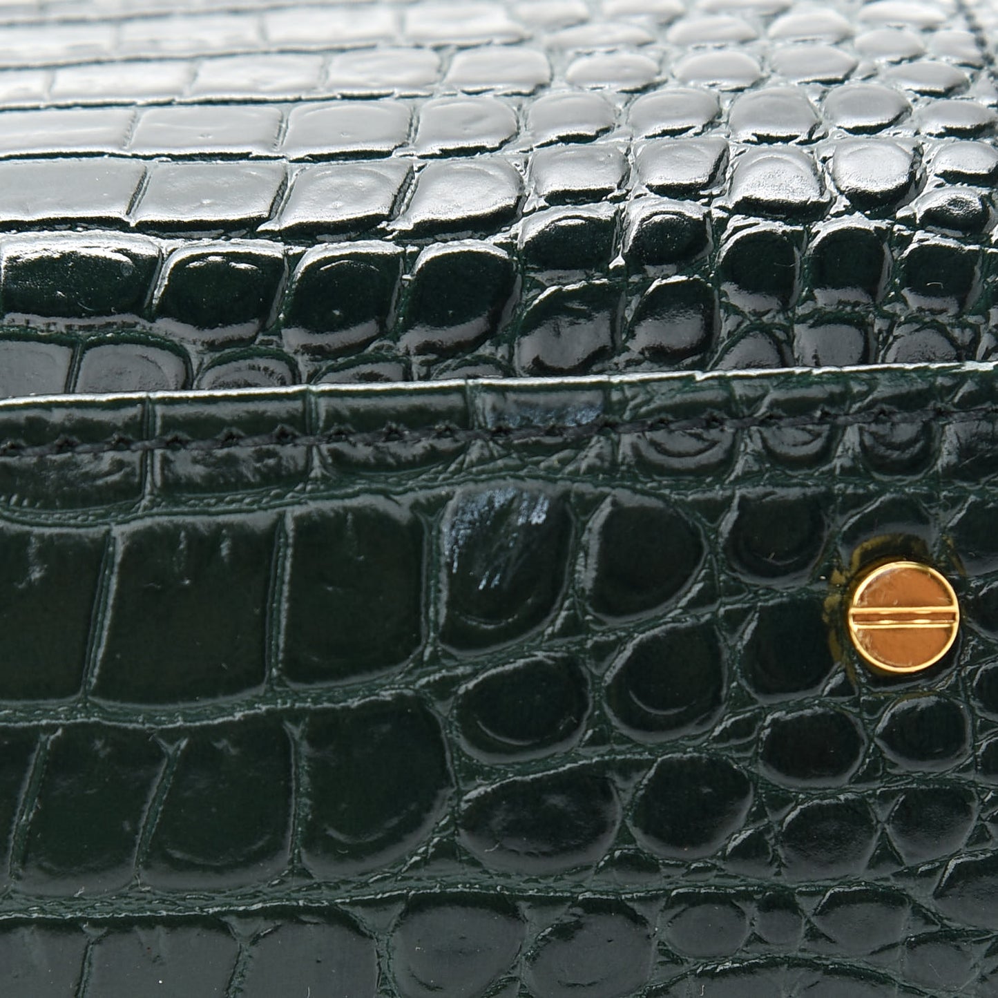 Calfskin Crocodile Embossed Mini Classic Monogram Cassandra Top Handle Green