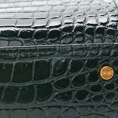 Saint Laurent Calfskin Crocodile Embossed Mini Classic Monogram Cassandra Top Handle Green 11 of 11