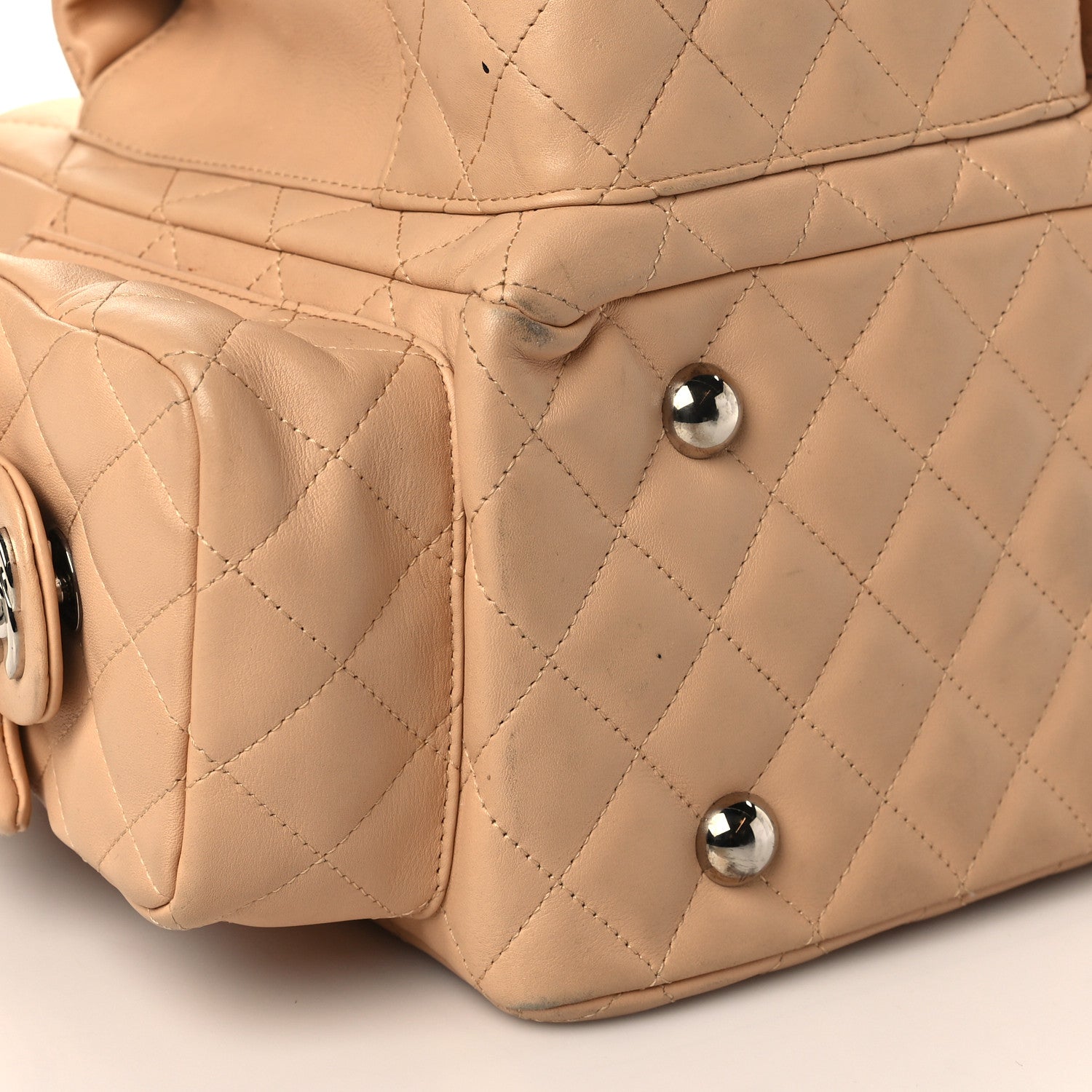 Chanel Calfskin Quilted Large Cambon Multipocket Reporter Beige Black 8 of 11