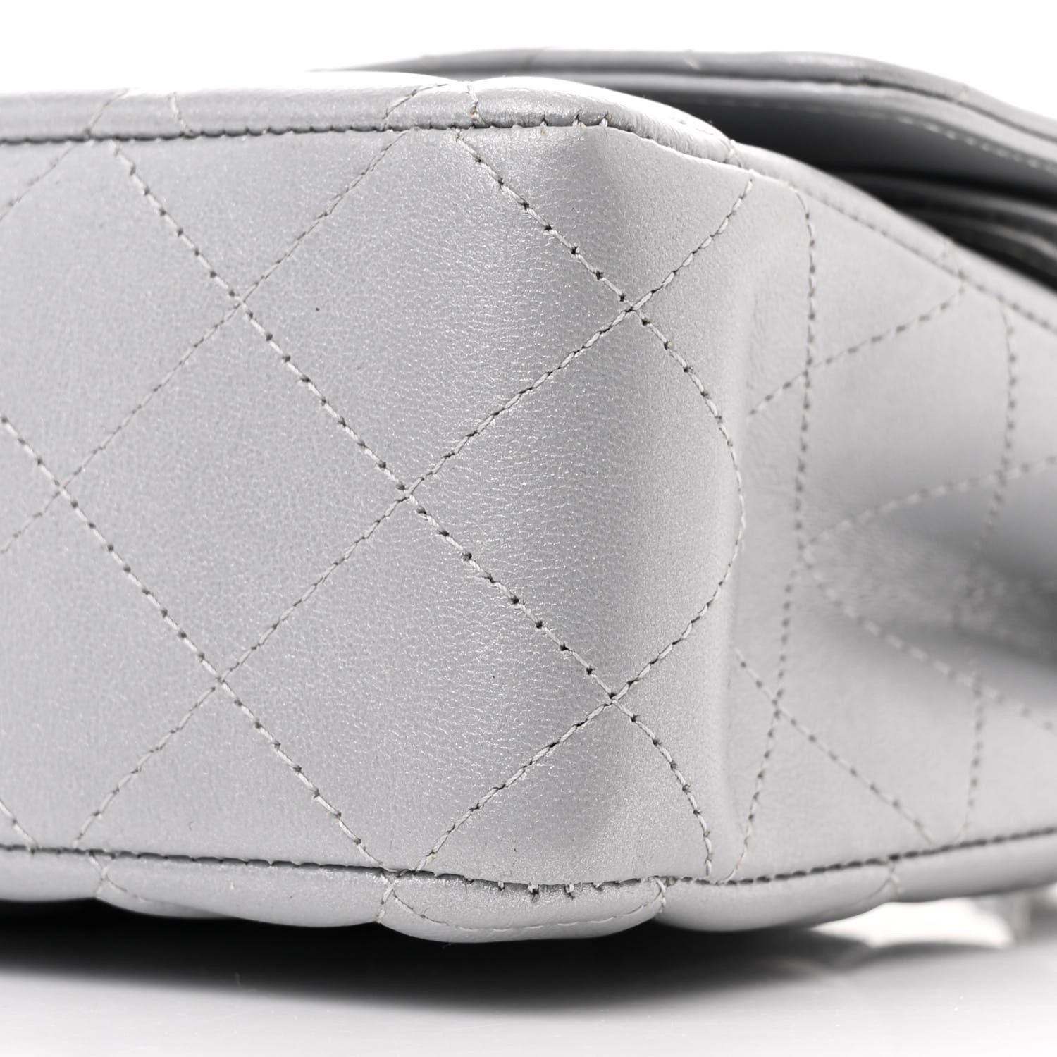 Chanel Iridescent Lambskin Quilted Medium Double Flap Grey 10 of 10