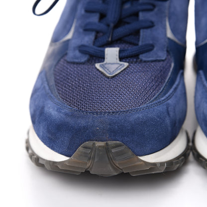 Louis Vuitton Calfskin Suede Damier Run Away Sneakers 10 Blue 9 of 9