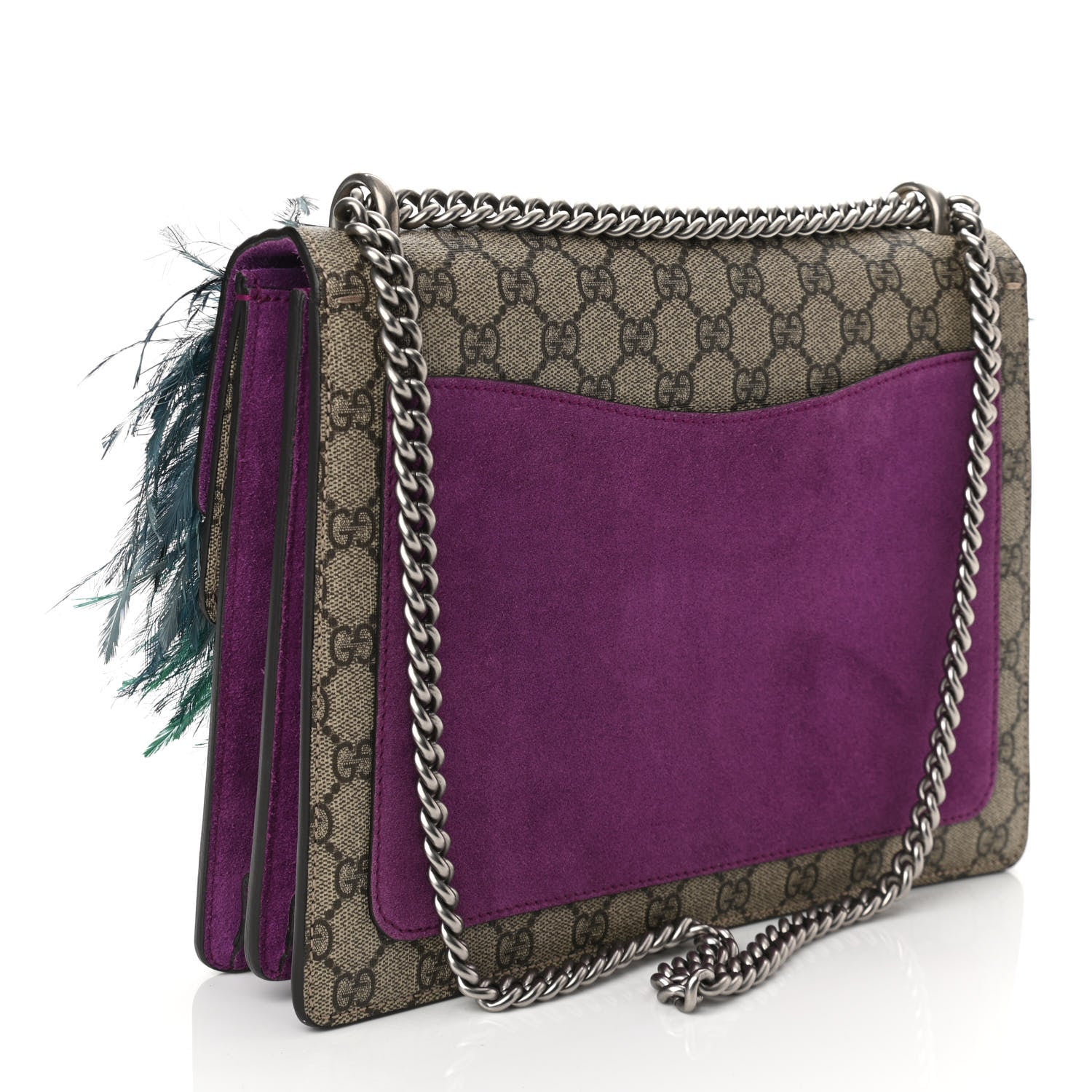 Gucci GG Supreme Monogram Feather Embroidered Medium Dionysus Parrot Shoulder Bag Beige Multicolor 3 of 12