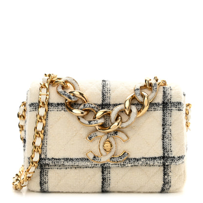 Chanel Wool Tweed Quilted Small Elegant Chain Flap White 1 of 9
