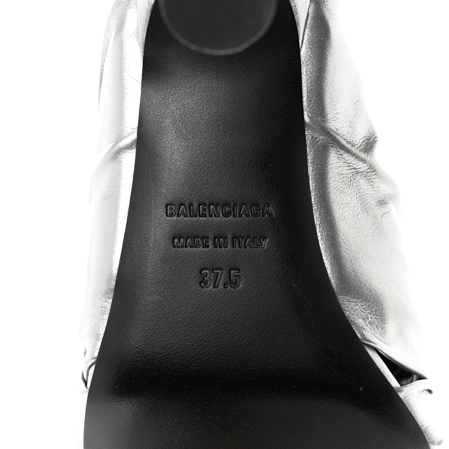 Metallic Smooth Nappa Drapy 80mm Sandals 37.5 Silver