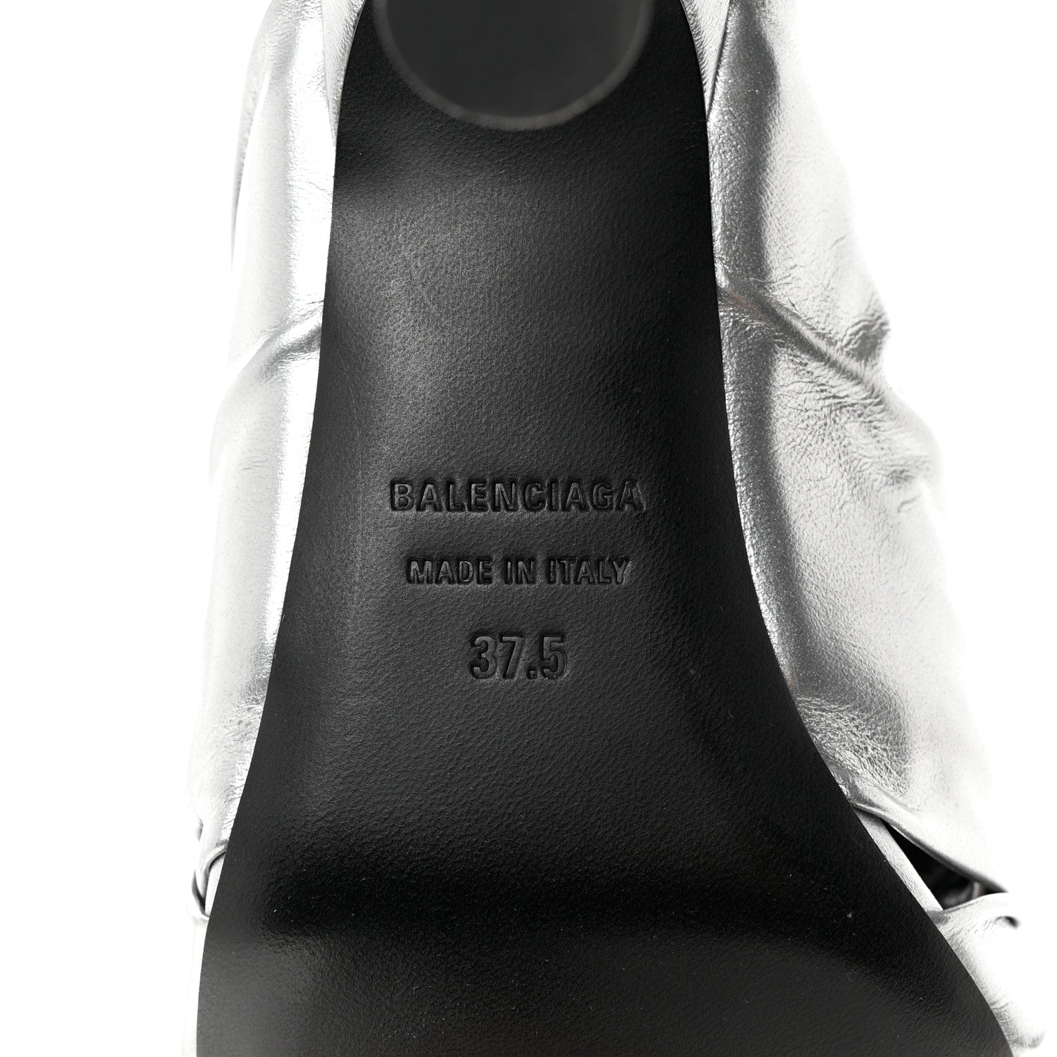 Balenciaga Metallic Smooth Nappa Drapy 80mm Sandals 37.5 Silver 6 of 9