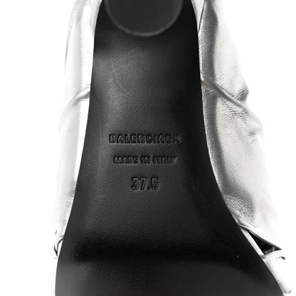 Balenciaga Metallic Smooth Nappa Drapy 80mm Sandals 37.5 Silver 6 of 9