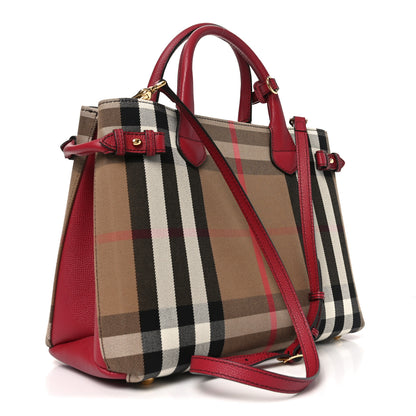 Burberry House Check Grainy Calfskin Medium Banner Tote Russet Red 3 of 10
