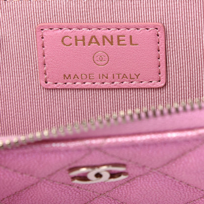 Chanel Iridescent Caviar Quilted Zipped Key Holder Case Rose Pink 6 of 11