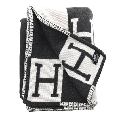 Hermes Wool Cashmere Avalon III Blanket Ecru Black 3 of 3
