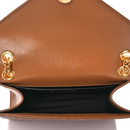 Saint Laurent Grain De Poudre Textured Mixed Matelasse Triquilt Medium Monogram Satchel Tan 5 of 10