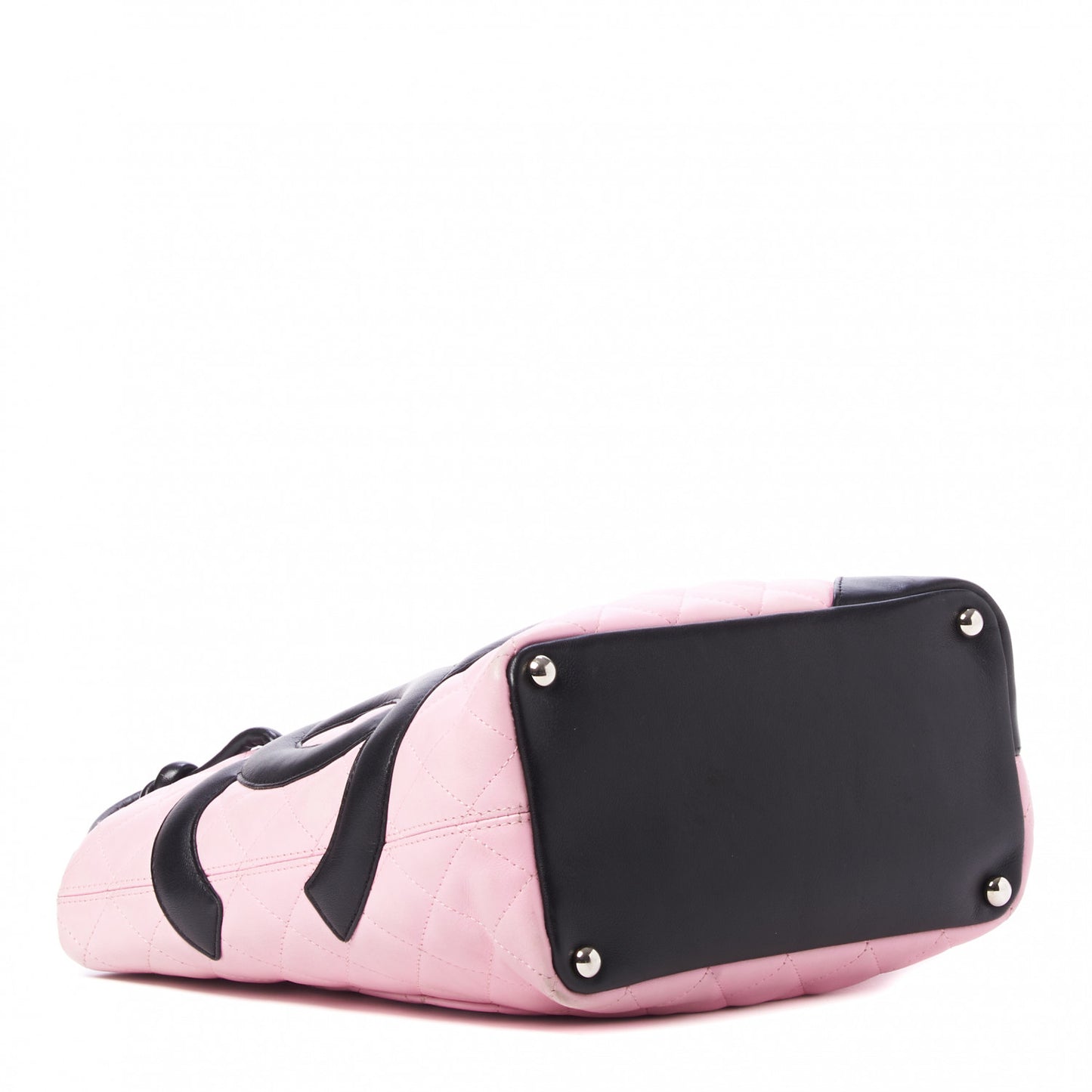 Calfskin Quilted Medium Cambon Tote Pink Black