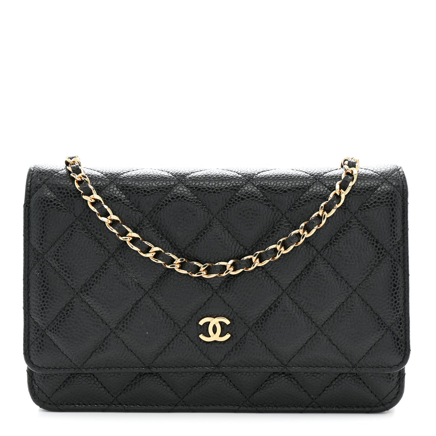 Caviar Quilted Wallet on Chain WOC Black