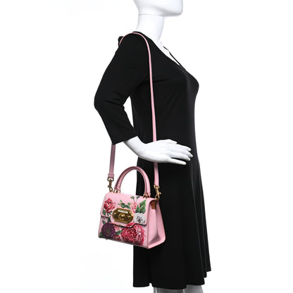 Dolce & Gabbana Vitello Peonie Printed Welcome Satchel Pink 2 of 9