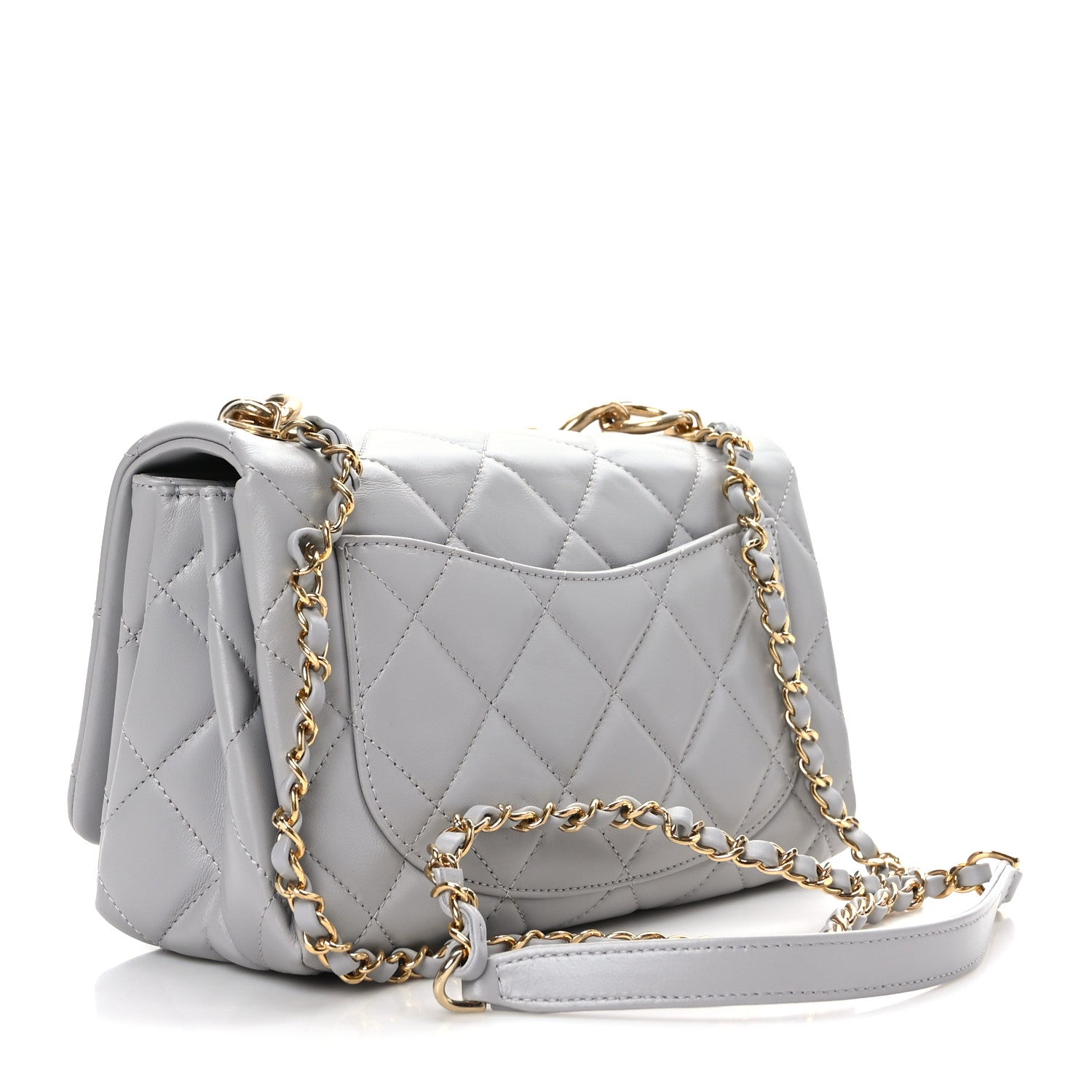 Chanel Lambskin Quilted Medium Color Match Flap Grey 3 of 10