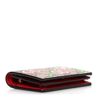 Gucci GG Supreme Monogram Apple Card Case Wallet Beige Multicolor Lobster Red 4 of 7