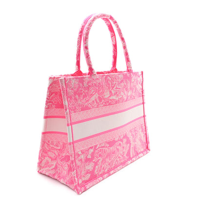 Christian Dior Canvas Embroidered Medium Dioriviera Toile De Jouy Book Tote Fluorescent Pink 3 of 11