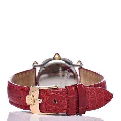 Chopard Stainless Steel 18K Yellow Gold Alligator 3 Diamond Ruby 26mm Happy Sport Quartz Watch 4 of 10