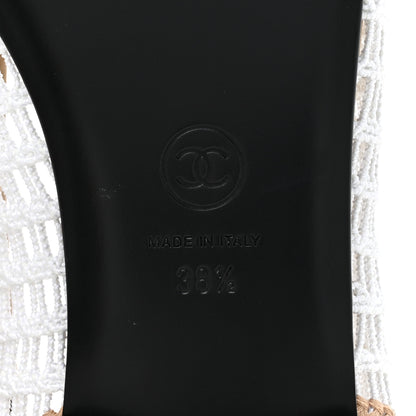 Chanel Raffia CC Cap Toe Ballerina Flats 38.5 White Beige 7 of 9