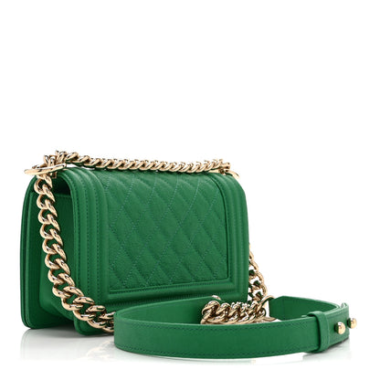 Chanel Caviar Quilted Small Boy Flap Green 3 of 10