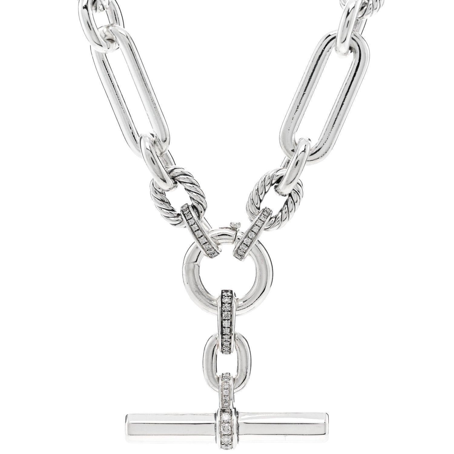 David Yurman Sterling Silver Diamond Lexington Chain Necklace 5 of 5