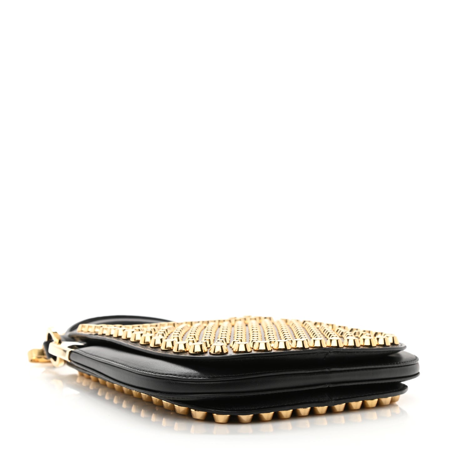 City Calfskin Lucer Studded Small Margit Bag Black Roccia