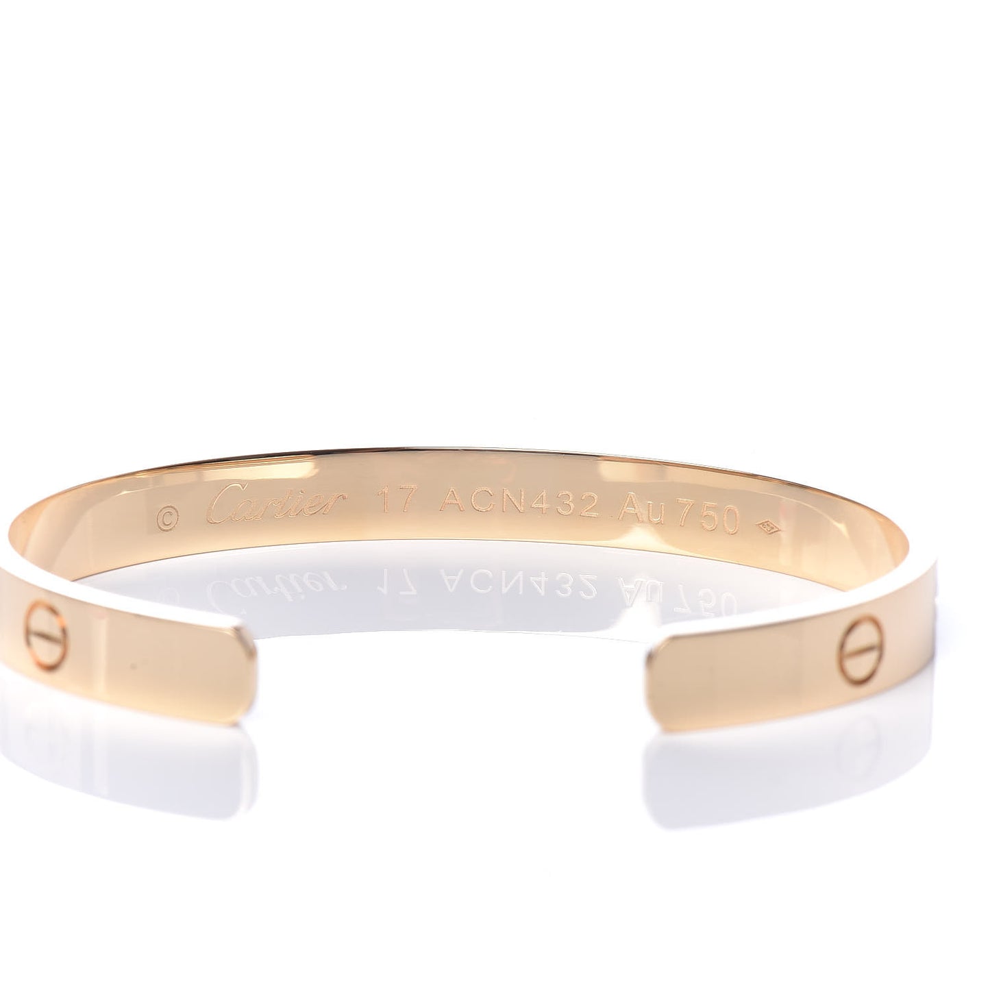 18K Yellow Gold LOVE Cuff Bracelet 17
