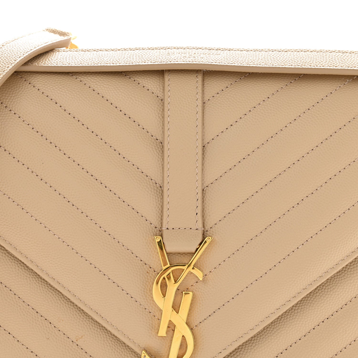 Saint Laurent Grain De Poudre Matelasse Chevron Large Monogram Satchel Nude Powder 7 of 12