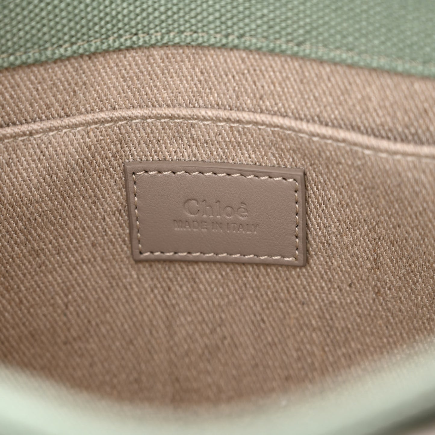 Cotton Calfskin Small Woody Ribbon Tote Faded Green