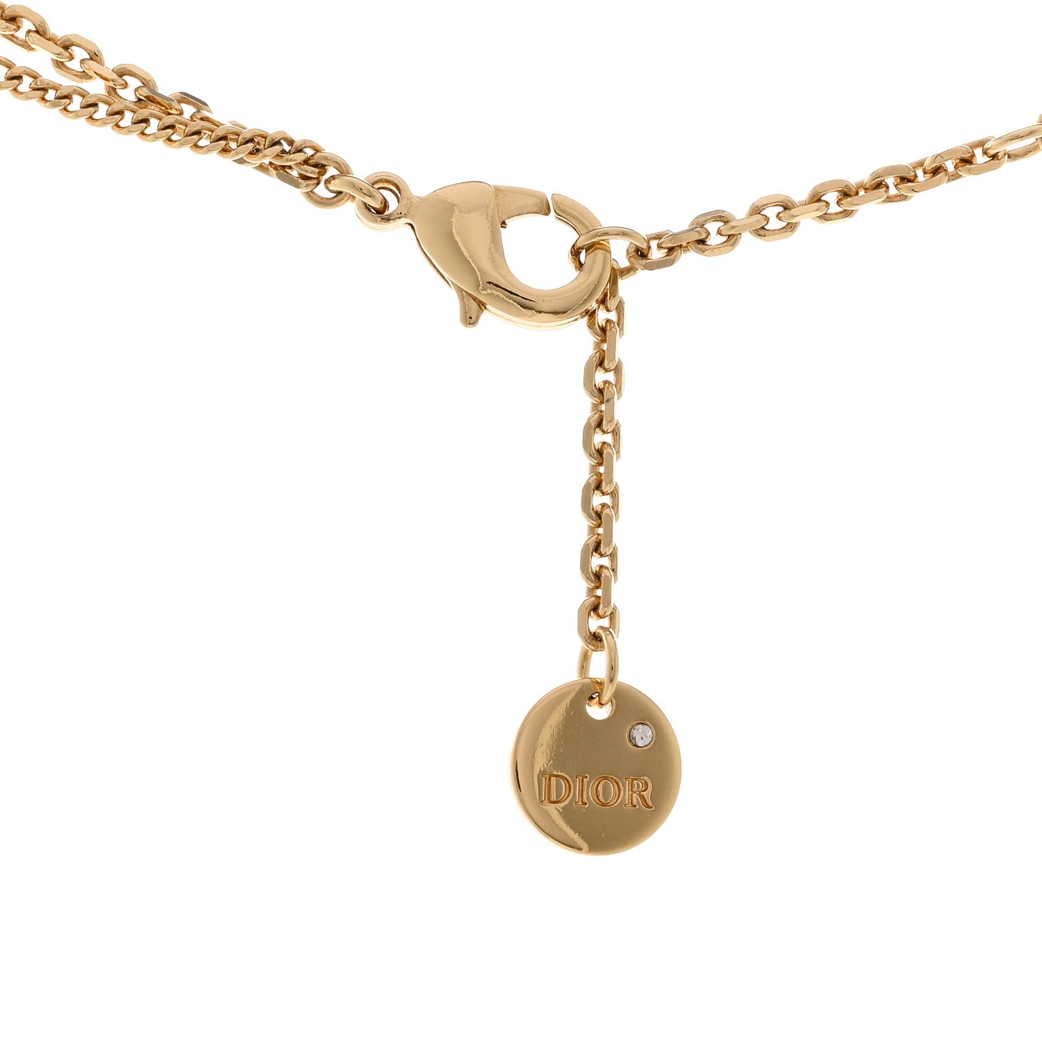 Christian Dior Metal Crystal Petit CD Double Necklace Gold 5 of 6