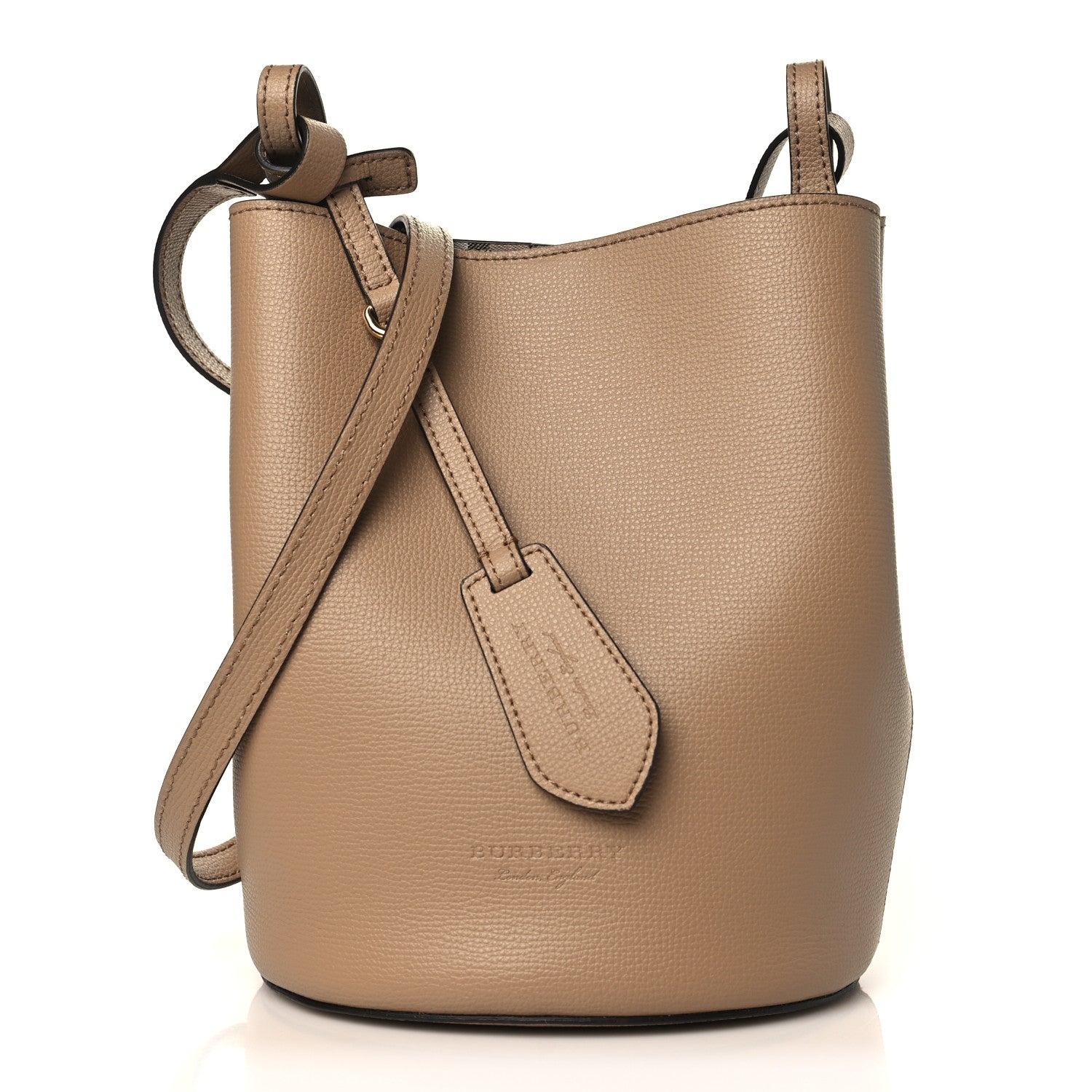 Burberry Calfskin Small Lorne Bucket Crossbody Natural 1 of 8