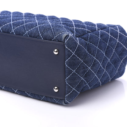 Chanel Denim Quilted Medium Coco Handle Shopping Tote Blue 8 of 12