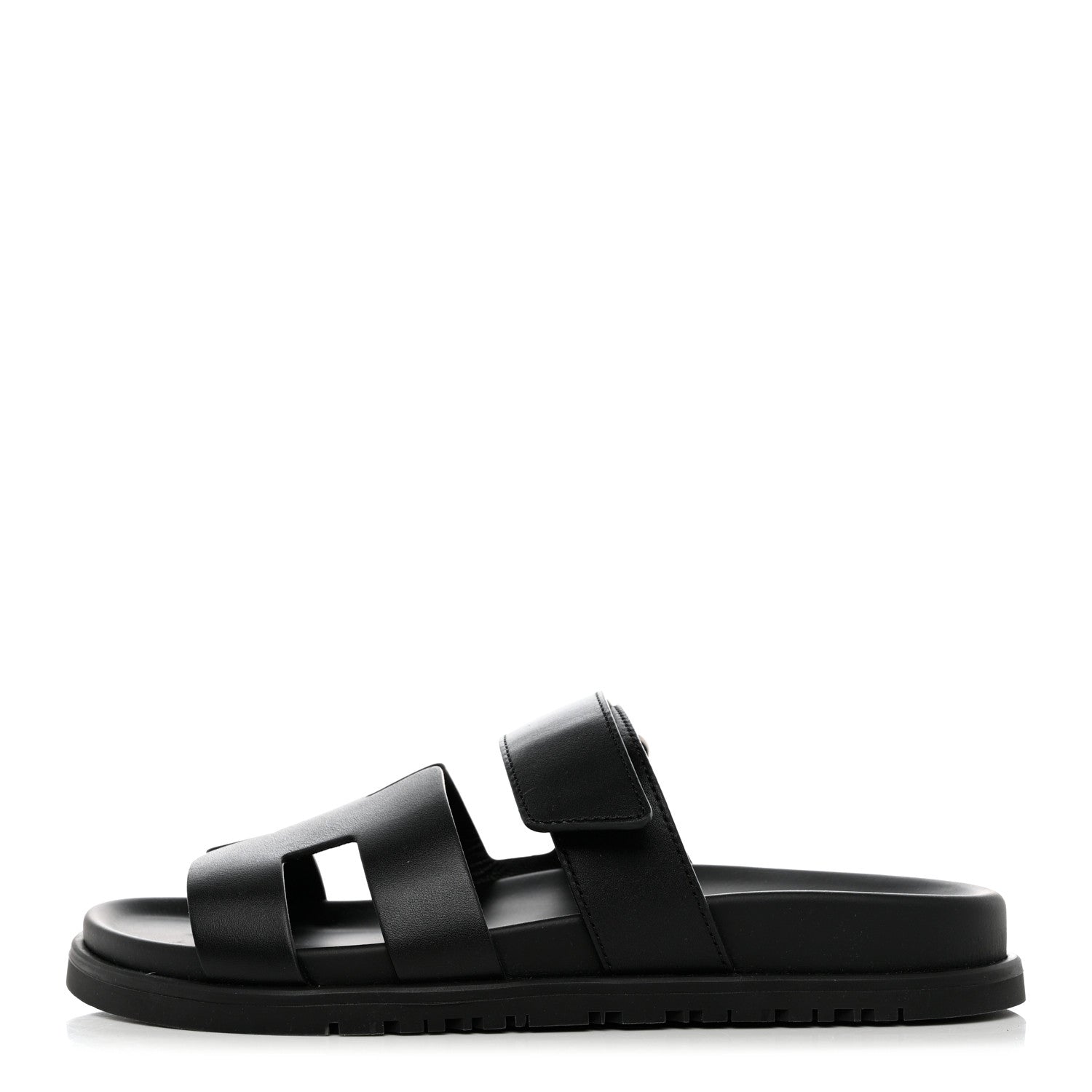 Hermes Calfskin Womens Chypre Sandals 37 Black 1 of 9