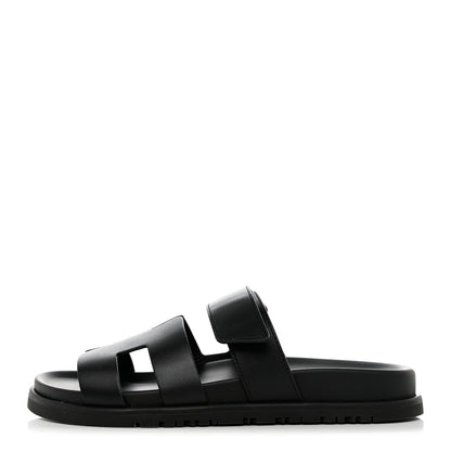Hermes Calfskin Womens Chypre Sandals 37 Black 1 of 9
