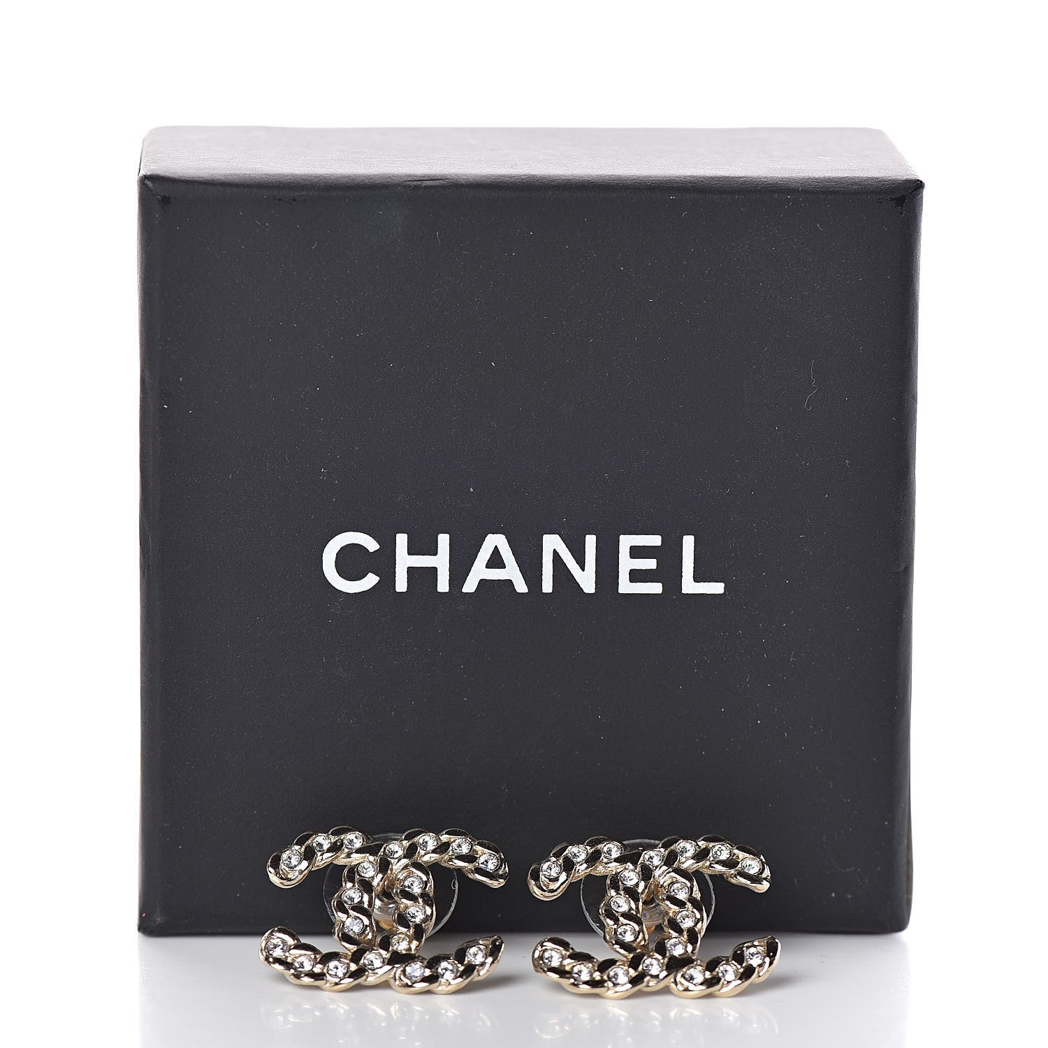 Chanel Crystal CC Large Stud Earrings Gold 5 of 5