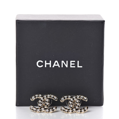 Chanel Crystal CC Large Stud Earrings Gold 5 of 5