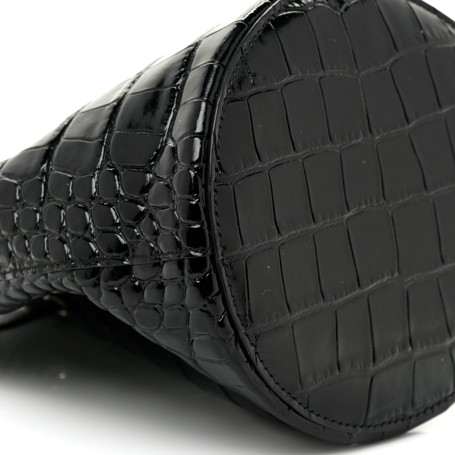 Balenciaga Shiny Calfskin Logo Crocodile Embossed XS Everyday Bucket Bag Black 8 of 15