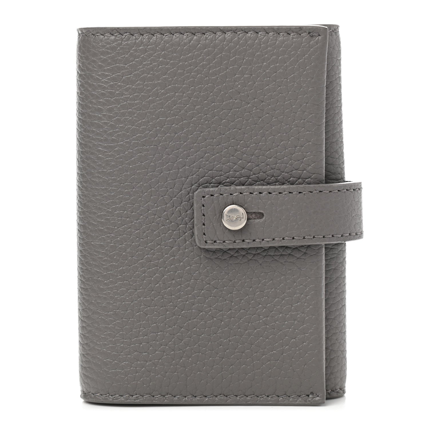 Saint Laurent Grained Calfskin Key Holder Wallet Grey 1 of 8
