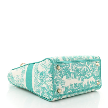 Christian Dior Canvas Toile De Jouy Embroidered Medium Lady D-Lite Aquamarina 4 of 10