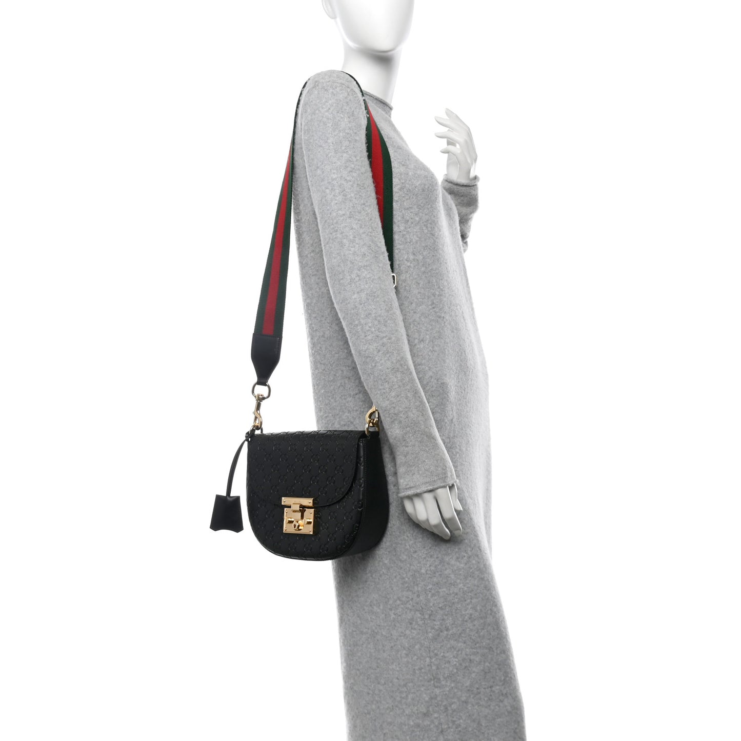 Guccissima Web Medium Padlock Messenger Shoulder Bag Black