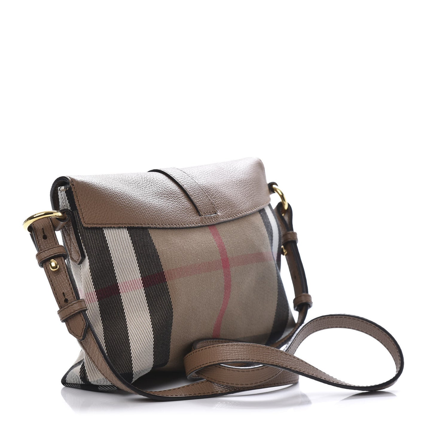 Horseshoe Calfskin House Check Small Milton Crossbody Bag Tan