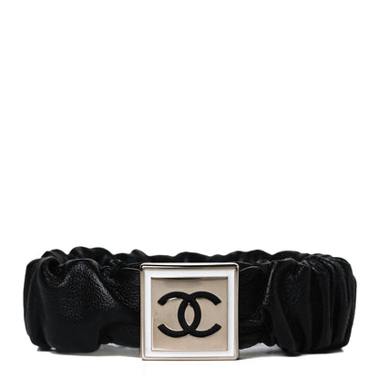Chanel Lambskin Metal Enamel CC Hair Tie Black Gold 1 of 4