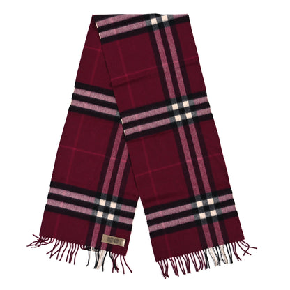 Burberry Cashmere House Check Fringe Scarf Dark Pink 2 of 4
