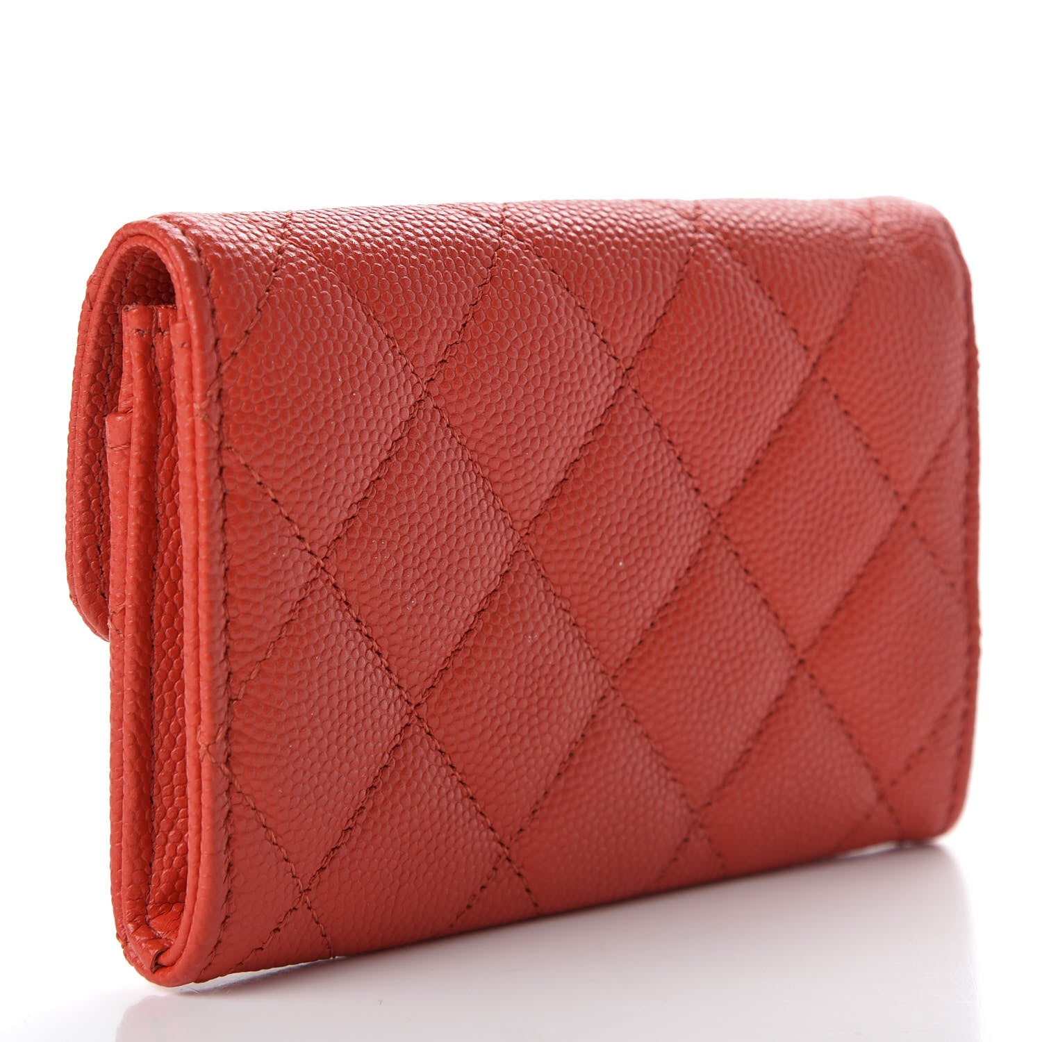 Chanel Caviar Quilted Flap Card Holder Wallet Red 3 of 9