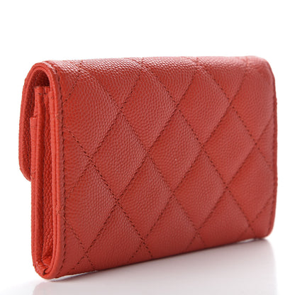 Chanel Caviar Quilted Flap Card Holder Wallet Red 3 of 9