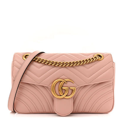 Gucci Calfskin Matelasse Small GG Marmont Shoulder Bag Perfect Pink 1 of 11