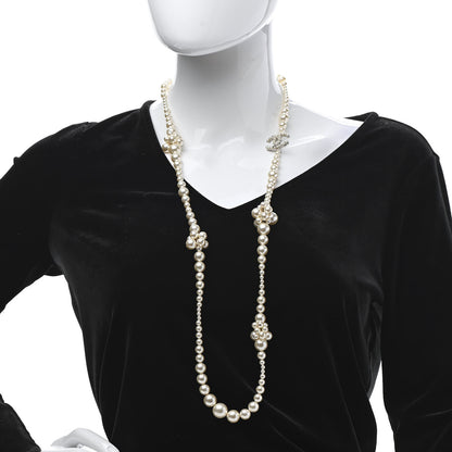 Chanel Pearl Cluster CC Long Necklace Silver 2 of 7